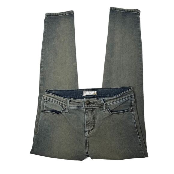 Free People Skinny Cropped Ankle Jeans size 26 Stonewash Treated Denim Y2K - Picture 5 of 13